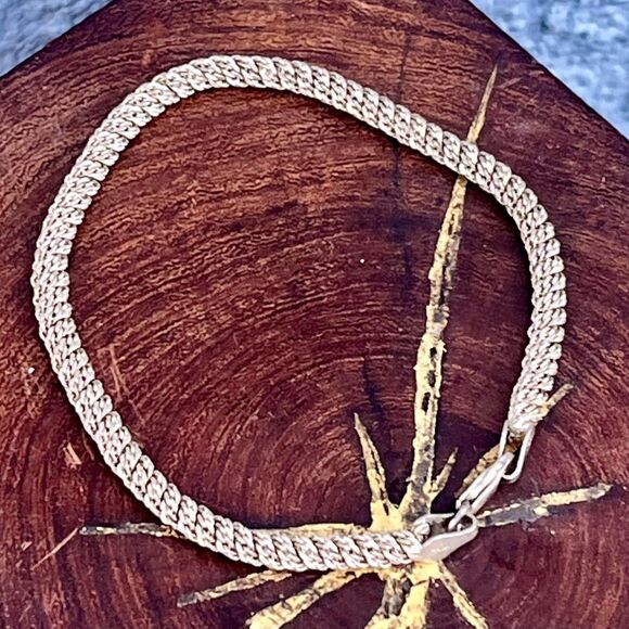 Vintage Sterling Silver Coil Chain Bracelet Marked 925 Italy IBB - Picture 1 of 9